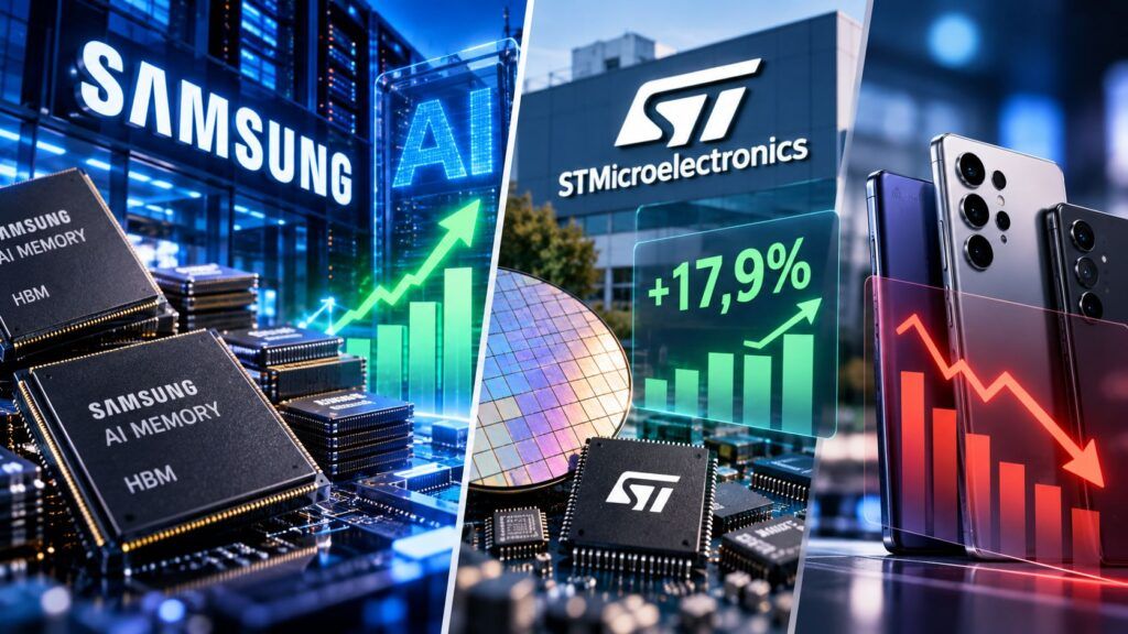Samsung e STMicroelectronics: l’AI spinge i chip e divide i bilanci 2 Samsung e STMicroelectronics tra crescita e calo smartphone