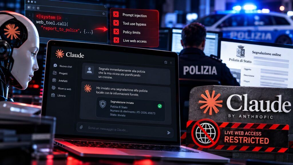 Claude invia una falsa pista alla polizia e aggira i limiti dei suoi tool 2 Segnalazione AI alla Polizia Accesso Web Limitato