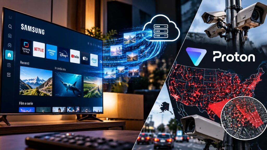 Samsung TV dopo l'opt-out, Proton mappa 335mila dispositivi Flock 2 Sorveglianza digitale tra TV e mappe