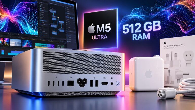 Studio Apple M5 Ultra futuristico
