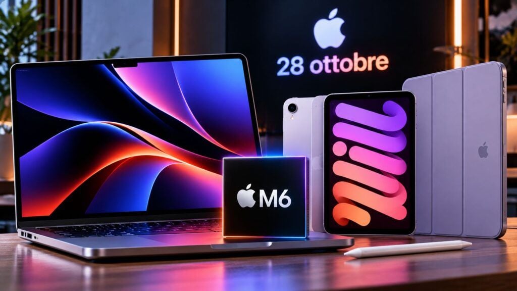 Apple stringe il 28 ottobre: MacBook Pro touch e iPad mini 8 OLED 2 Teaser Apple tecnologia e colori футuri