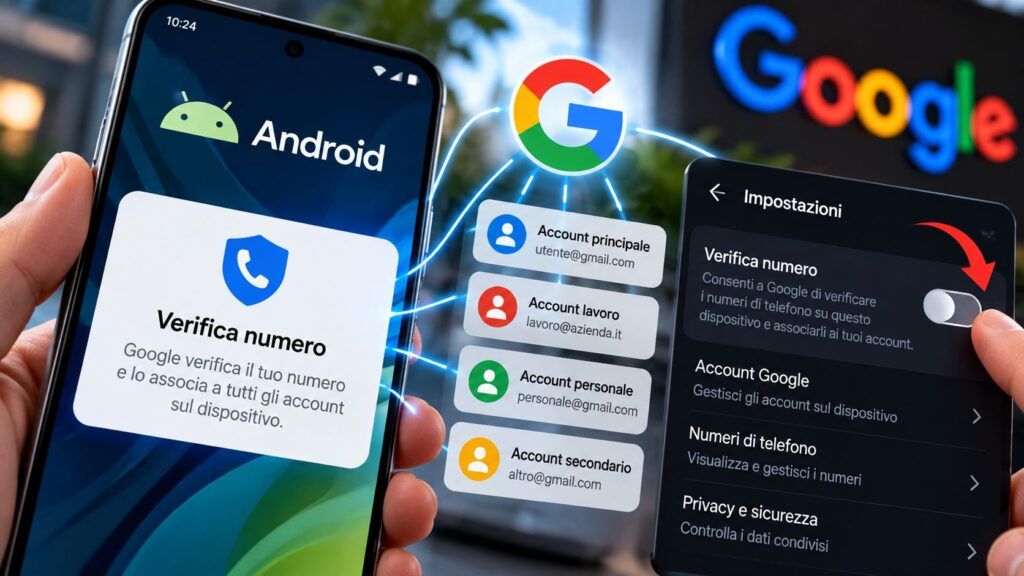 Google associa il numero a tutti gli account Google su Android: come disattivarlo 2 Verifica numero Android e account Google