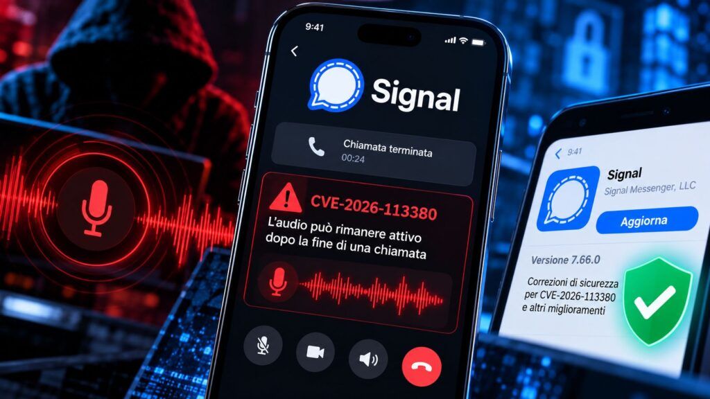 Signal, falla critica può lasciare il microfono acceso dopo la chiamata 2 Vulnerabilita Signal audio ancora attivo