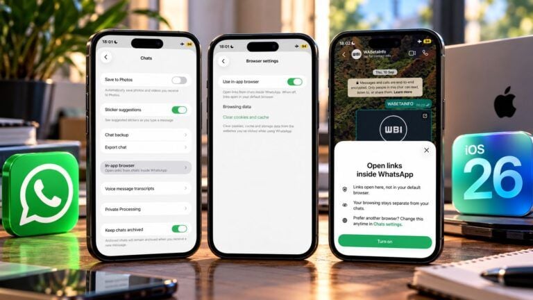 WhatsApp e iOS 26 sulla scrivania
