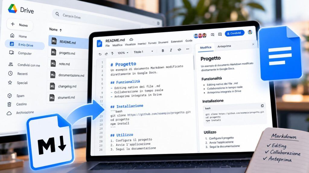 Google Docs apre ai file Markdown: Drive diventa ponte per gli agenti AI 2 Workflow Markdown in Google Docs
