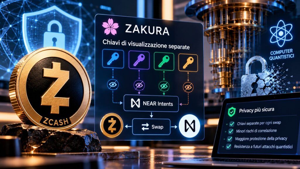 Zcash, swap NEAR Intents a rischio privacy quantistica: la difesa di Zakura 2 ZAKURA Privacy e tecnologia quantistica