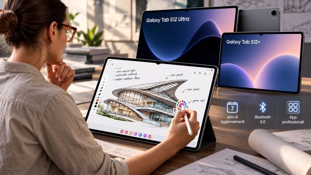 Galaxy Tab S12: 7 anni di update, Bluetooth 6 e Photoshop cambiano il tablet Samsung 2 galaxy tab s12 7 anni bluetooth 6