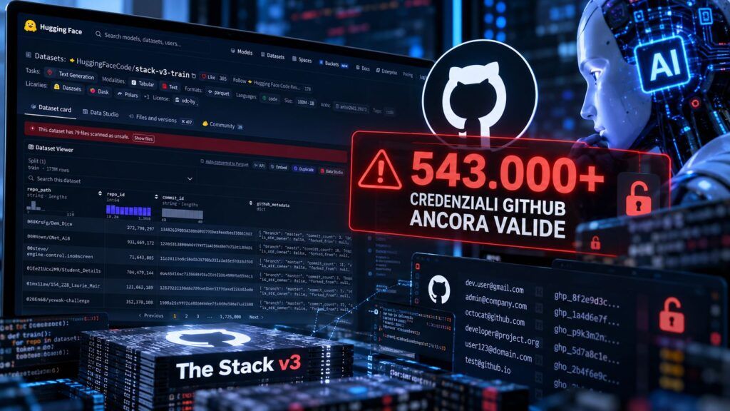 GitHub, 543.699 credenziali attive finiscono nei dataset usati per addestrare l’AI 2 github credenziali dataset ai stack v3