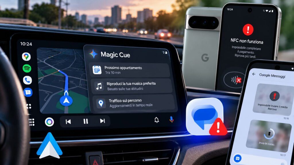google gemini android auto rcs nfc pixel bug
