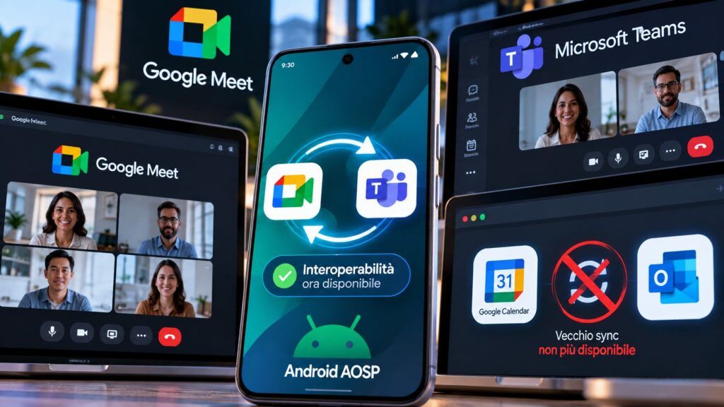 Google Meet e Teams si aprono nelle sale, cambia il sync con Calendar 2 google meet microsoft teams interoperabilita aosp calendar sync