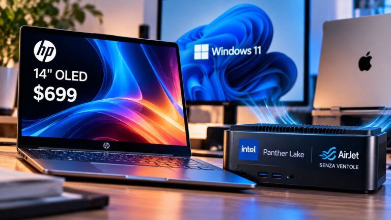 hp omnibook 5 oled 699 panther lake airjet macbook neo