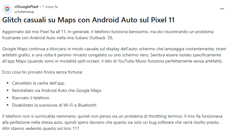 Pixel 11 manda in crisi Google Maps su Android Auto: freeze e glitch 3 image 105