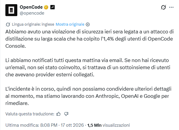 OpenCode Console violata: coinvolto l’1,4% degli utenti con provider esterni 3 image 459