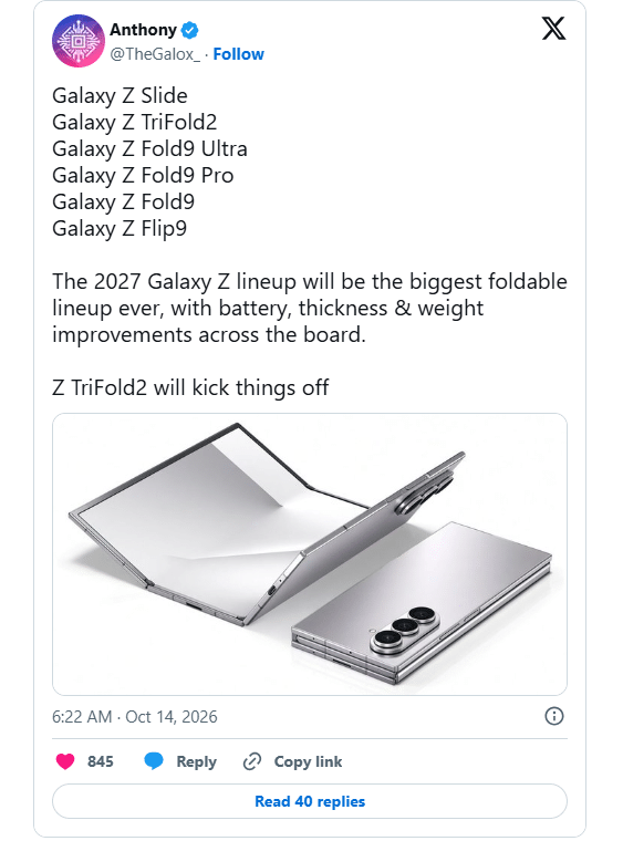 Samsung prepara sei Galaxy Z nel 2027: la gamma pieghevole si allarga 3 image 473