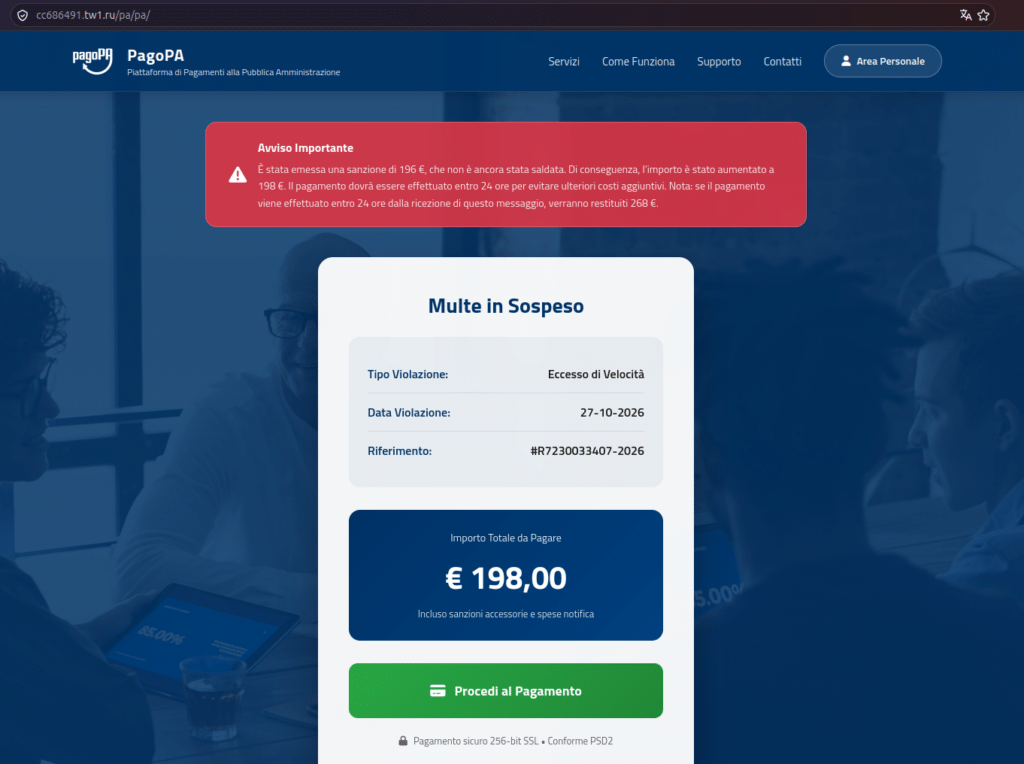 PagoPA, phishing via PEC compromesse: false multe da 198 euro 4 image 650