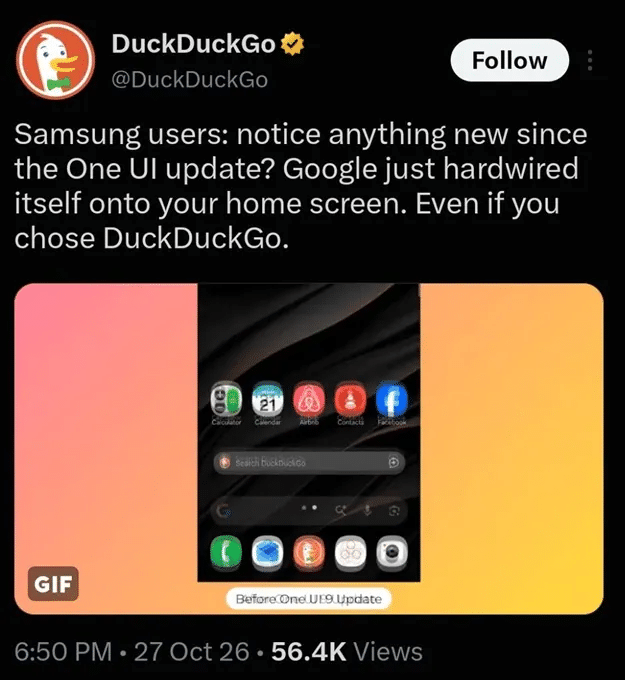 Samsung News chiude il 21 dicembre: One UI 9 divide DuckDuckGo 4 image 726