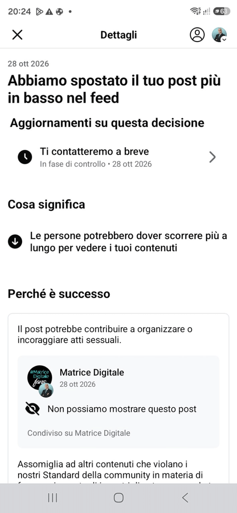 Facebook penalizza Matrice Digitale: il post fantasma e il DSA 3 image 749
