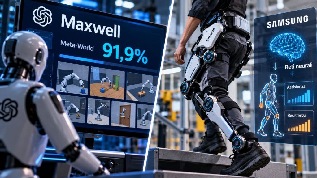 Maxwell domina la Physical AI, Samsung porta l’intelligenza artificiale negli esoscheletri 2 maxwell samsung ai embodied esoscheletro