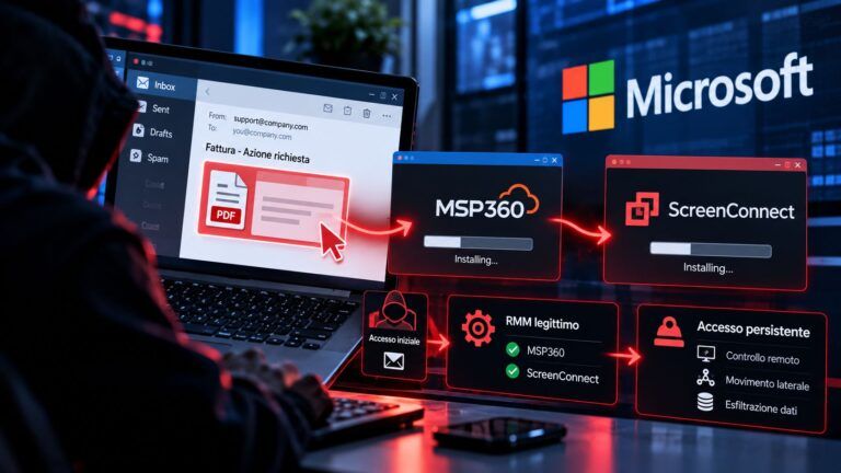 phishing msp360 screenconnect rmm accesso persistente