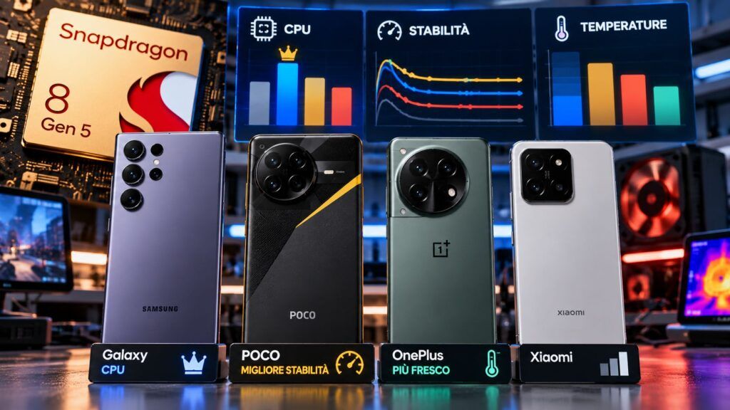 Snapdragon 8 Gen 5 alla prova: Galaxy vince, POCO dura di più 2 snapdragon 8 gen 5 test galaxy poco oneplus